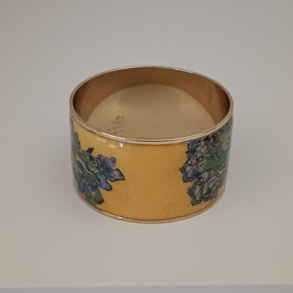 Erwin Pearl 22K Goldplated & Enamel Van Gogh "Irises" Bangle - Picture 7 of 11